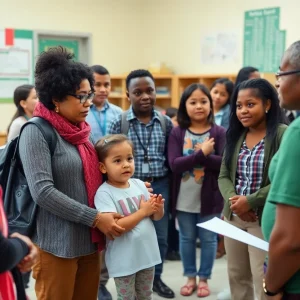 Parents and educators discussing child safety in schools