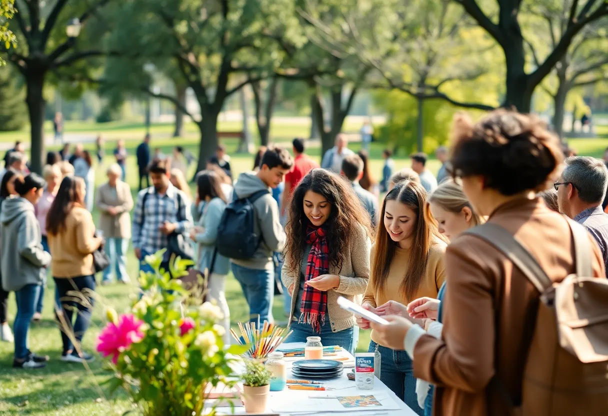 People participating in a community event in honor of an educator