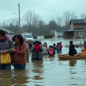 Community members supporting each other after devastating floods