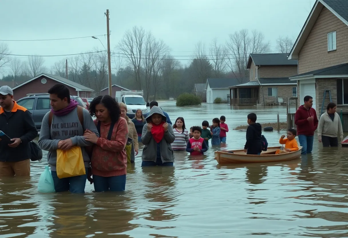 Community members supporting each other after devastating floods