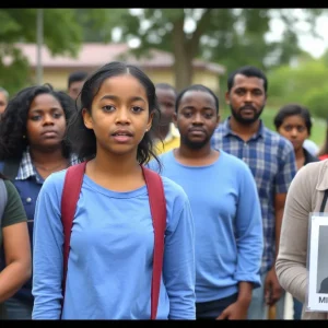 Community members searching for a missing child in Texas