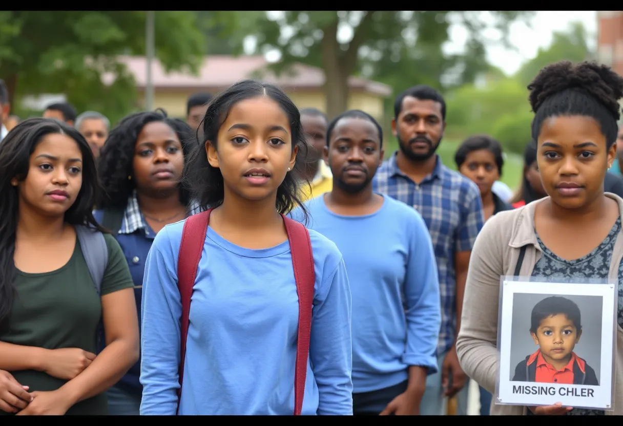 Community members searching for a missing child in Texas