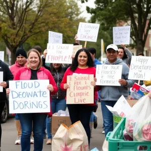 Volunteers collecting donations for Kerr County flood victims
