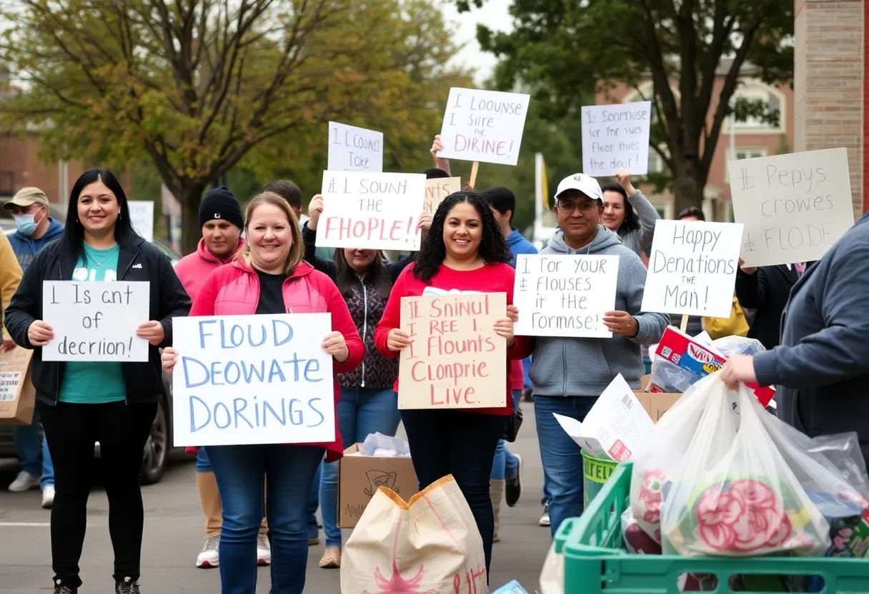Volunteers collecting donations for Kerr County flood victims