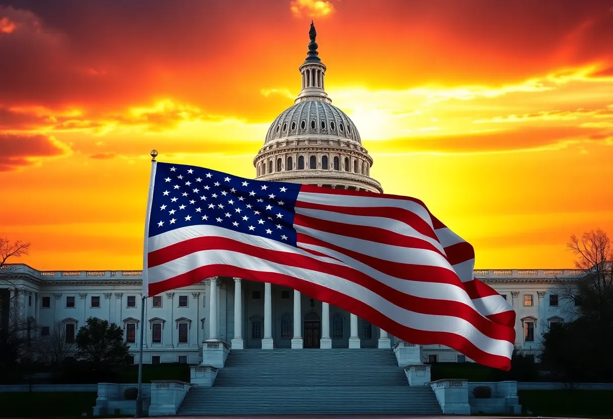 U.S. Capitol building with American flag representing legislative action