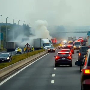 Emergency responders managing a truck accident on I-10