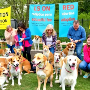 Families at the Empty the Shelters Adoption Event in San Antonio with pets