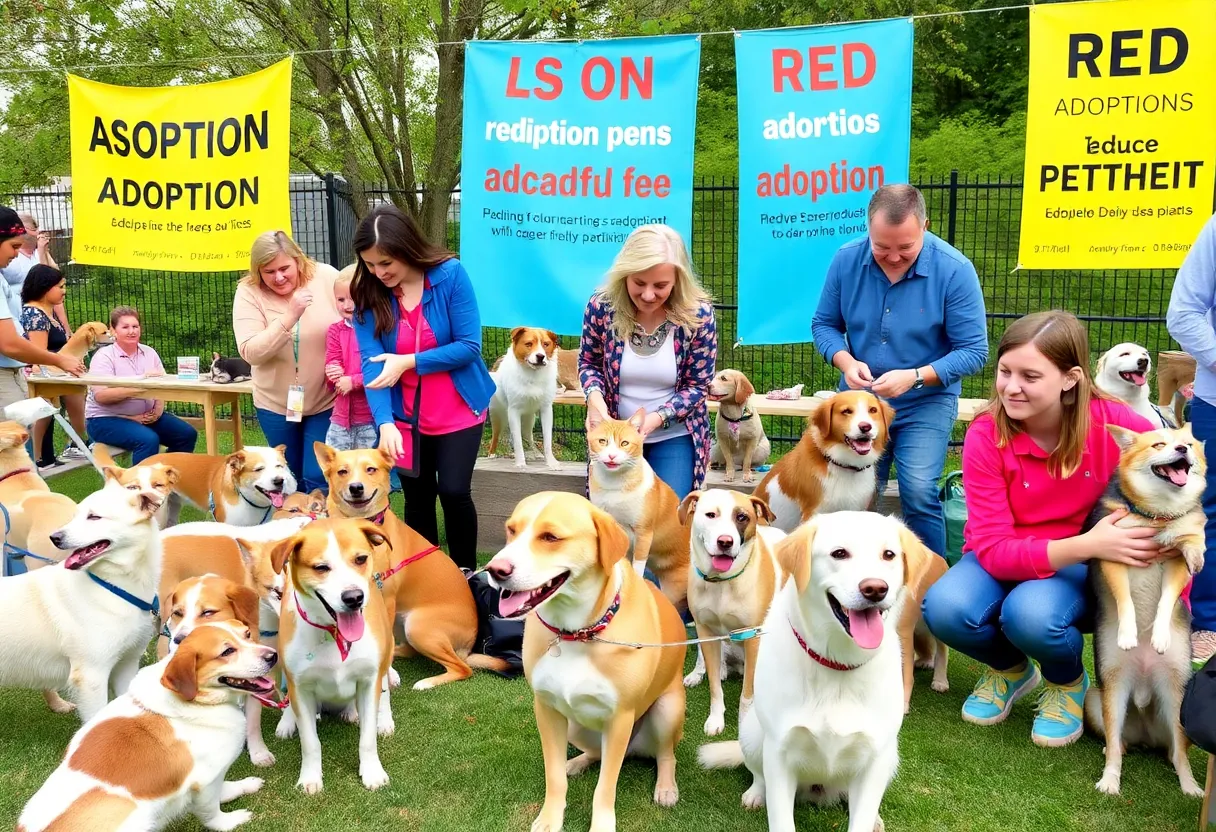 Families at the Empty the Shelters Adoption Event in San Antonio with pets