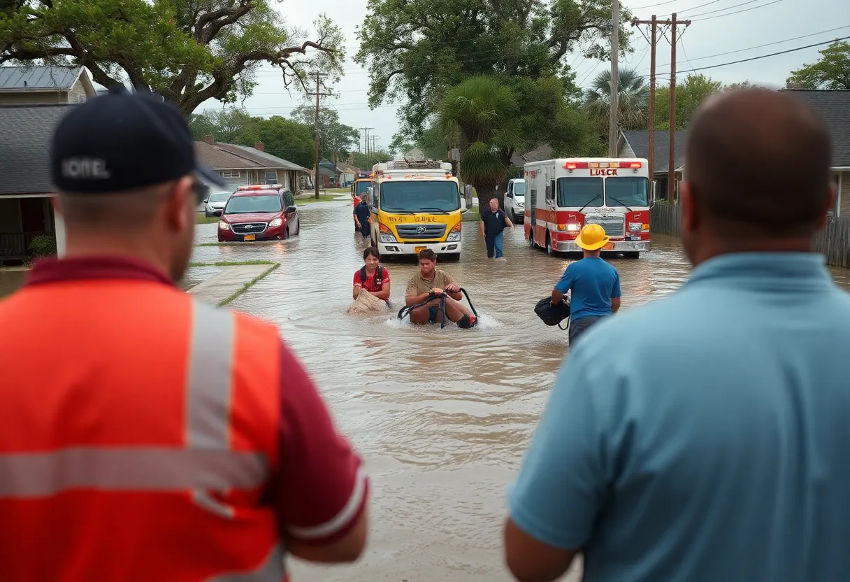 Emergency rescue operations in a flooded area of Uvalde, Texas.