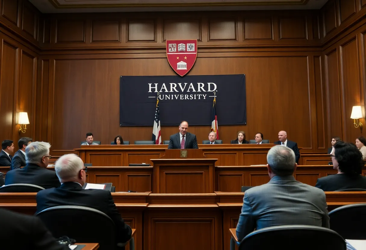 Scene from a courtroom battle over Harvard funding cuts