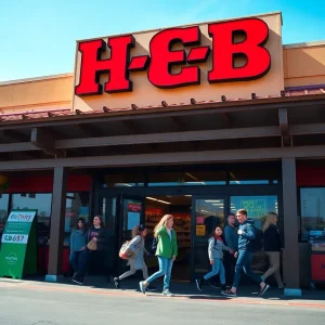 Exterior view of the H-E-B College Park grocery store in San Antonio, Texas