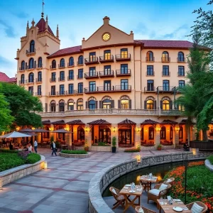 Exterior view of Hotel Valencia Riverwalk along the San Antonio River Walk