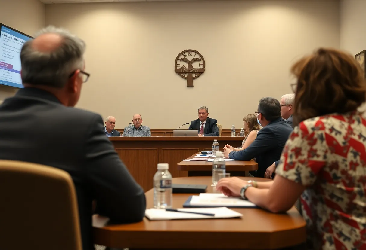 Kerrville city officials discussing potential tax increases during a council meeting.