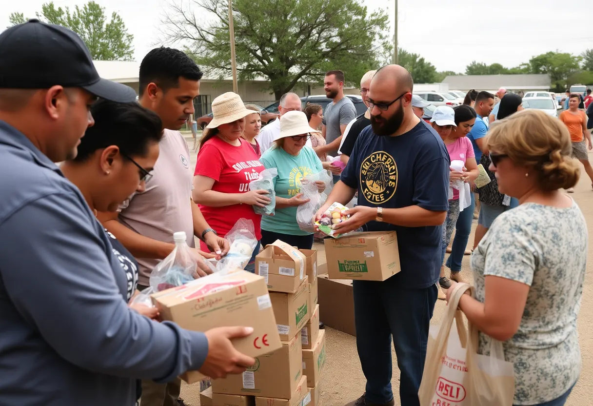 Volunteers assisting in flood relief efforts in Kerrville, Texas