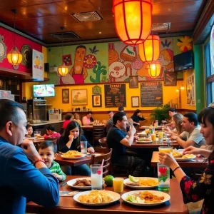 A lively dining scene at Las Palapas Mexican Restaurant in San Antonio