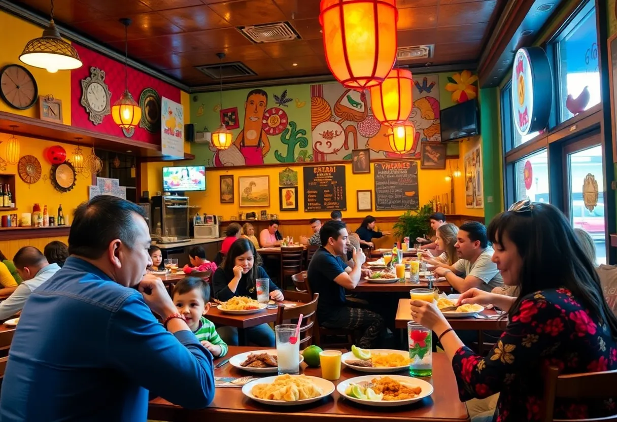 A lively dining scene at Las Palapas Mexican Restaurant in San Antonio