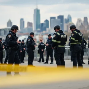 Police officers working together on an investigation