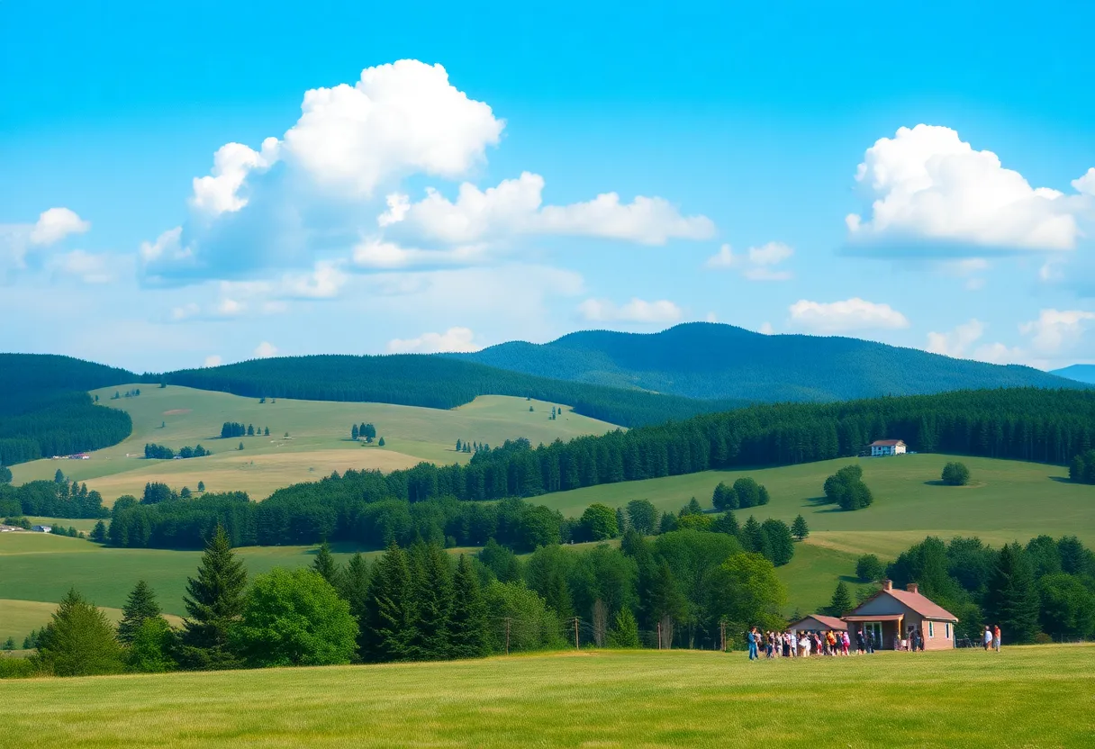 A serene landscape symbolizing community service and dedication