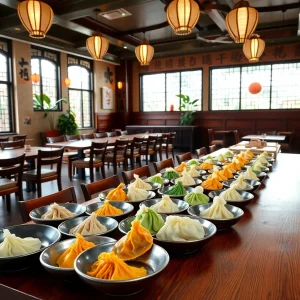 Dining area of Luscious Dumplings restaurant in San Antonio