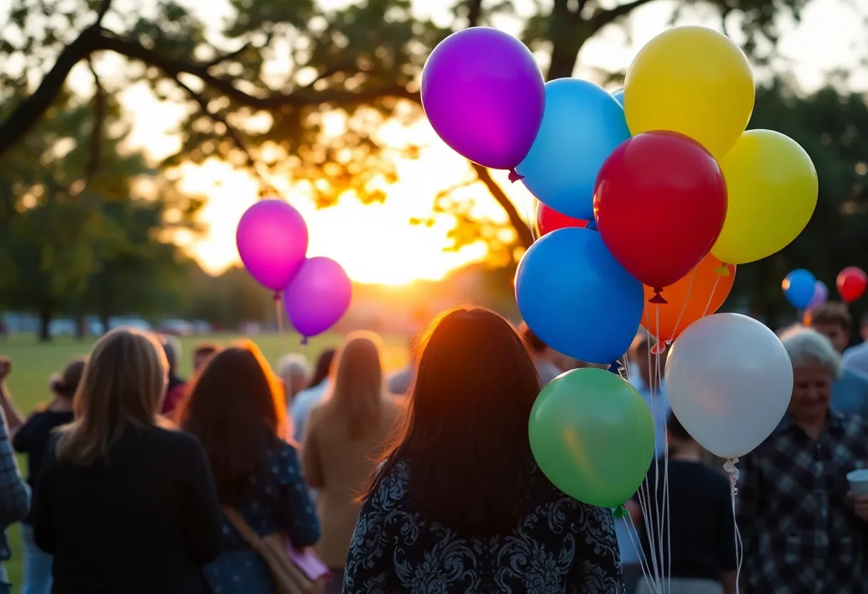Balloon release memorial event for dog attack victim