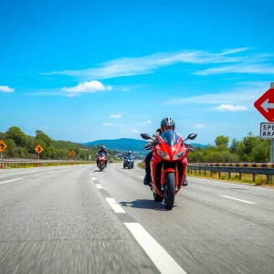 Dangerous motorcycle racing on a highway