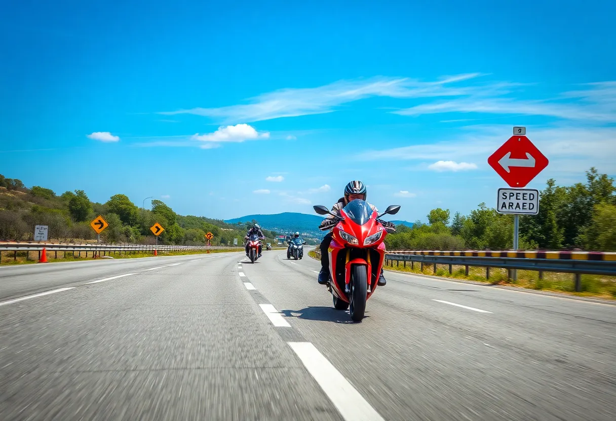 Dangerous motorcycle racing on a highway