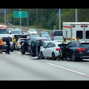 Emergency responders at a multi-car crash site in San Antonio
