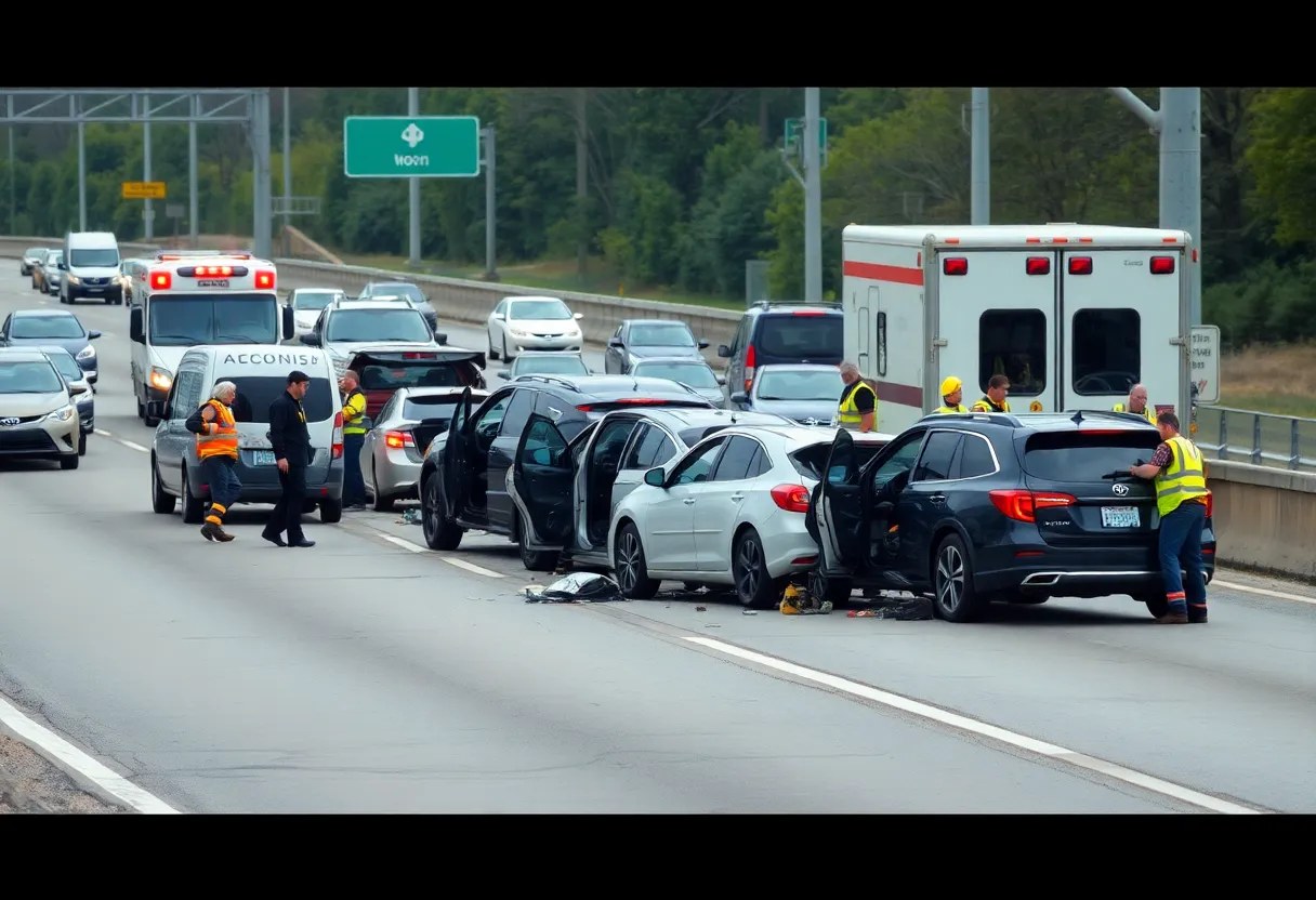 Emergency responders at a multi-car crash site in San Antonio