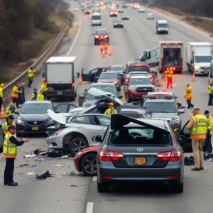 Scene of a multi-vehicle crash on Interstate 35 in San Antonio