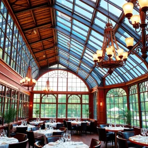 Elegant interior of Ocho restaurant showcasing its unique decor.