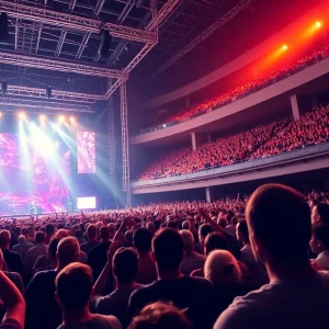 Audience cheering at a Paul McCartney concert