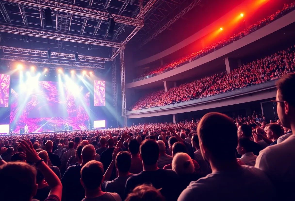 Audience cheering at a Paul McCartney concert