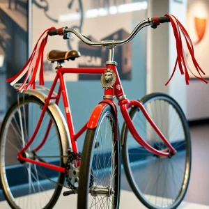 Iconic red and white bicycle from Pee-wee's Big Adventure displayed in museum