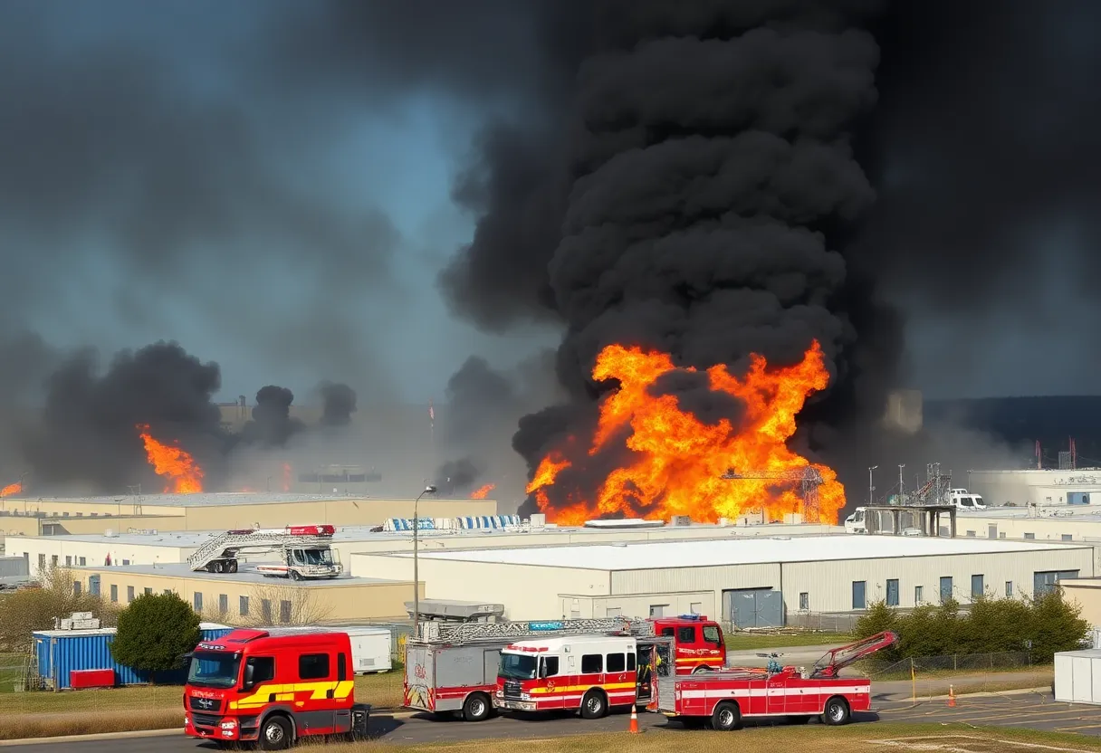 Large fire consuming buildings in Pleasanton Texas