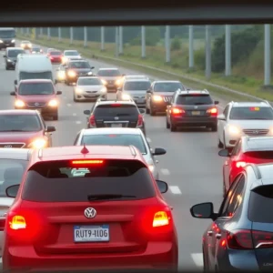 An illustration depicting aggressive driving on a highway, representing road rage.