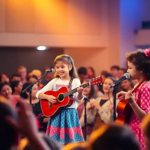 Rodriguez siblings performing on stage in a music competition