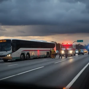 Emergency responders at the scene of a crash on a highway