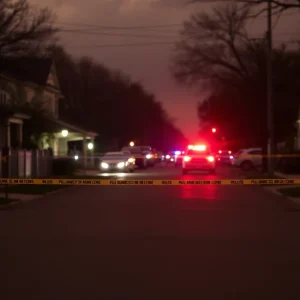 Police tape around a residential area in San Antonio after a shooting incident