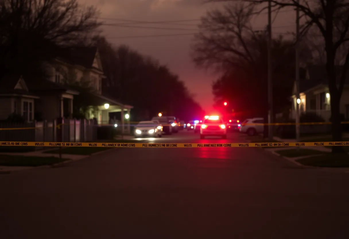 Police tape around a residential area in San Antonio after a shooting incident