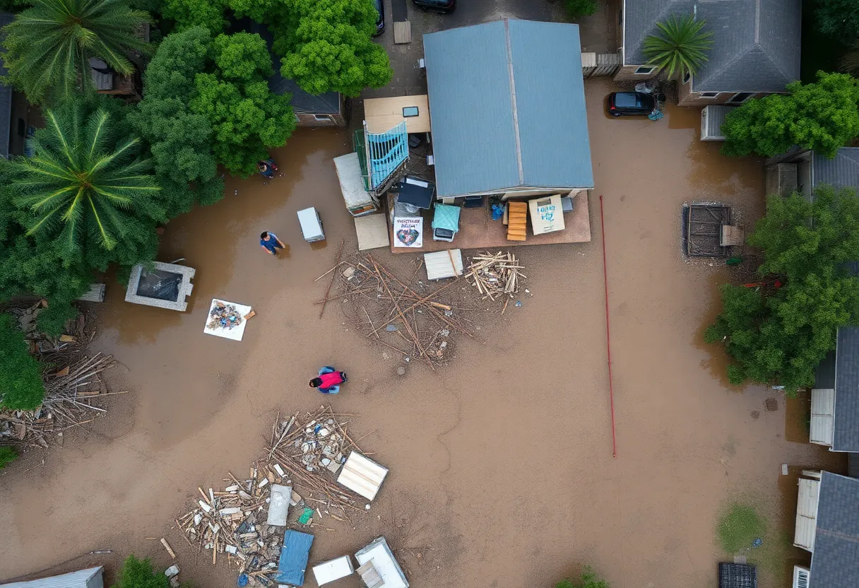 Residents working together to clean up after floods in San Antonio