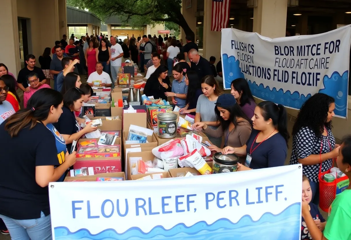 Community members participating in a flood relief fundraiser in San Antonio