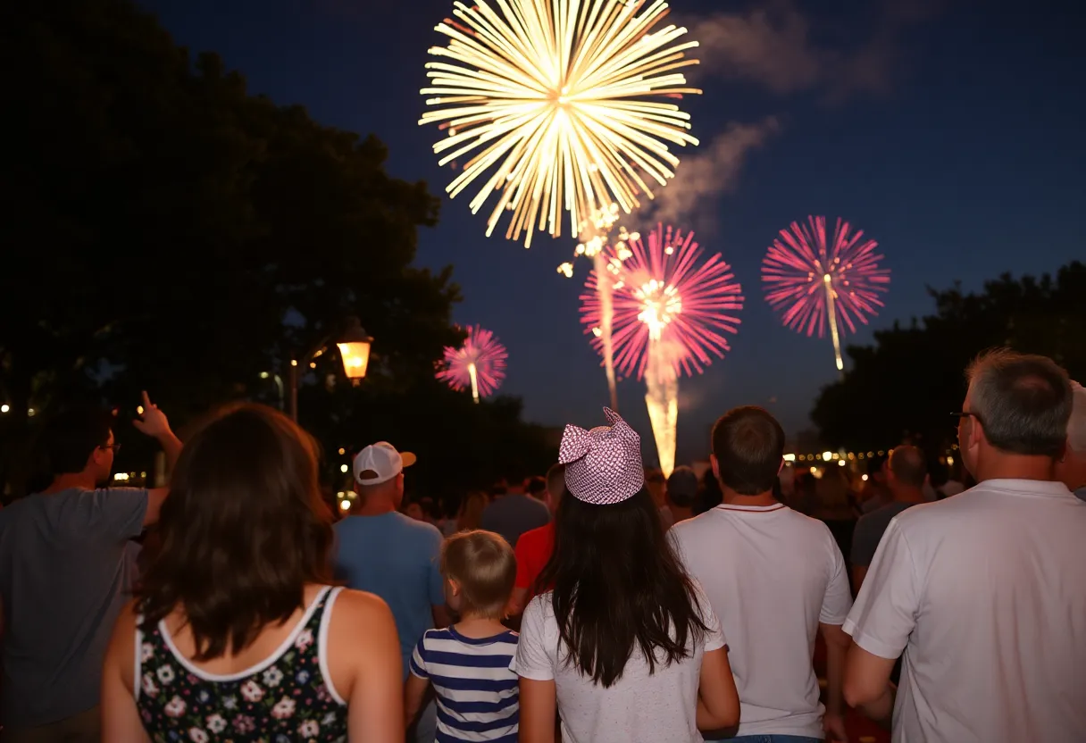 Fireworks display over San Antonio during Independence Day