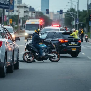 Motorcycle accident scene in San Antonio