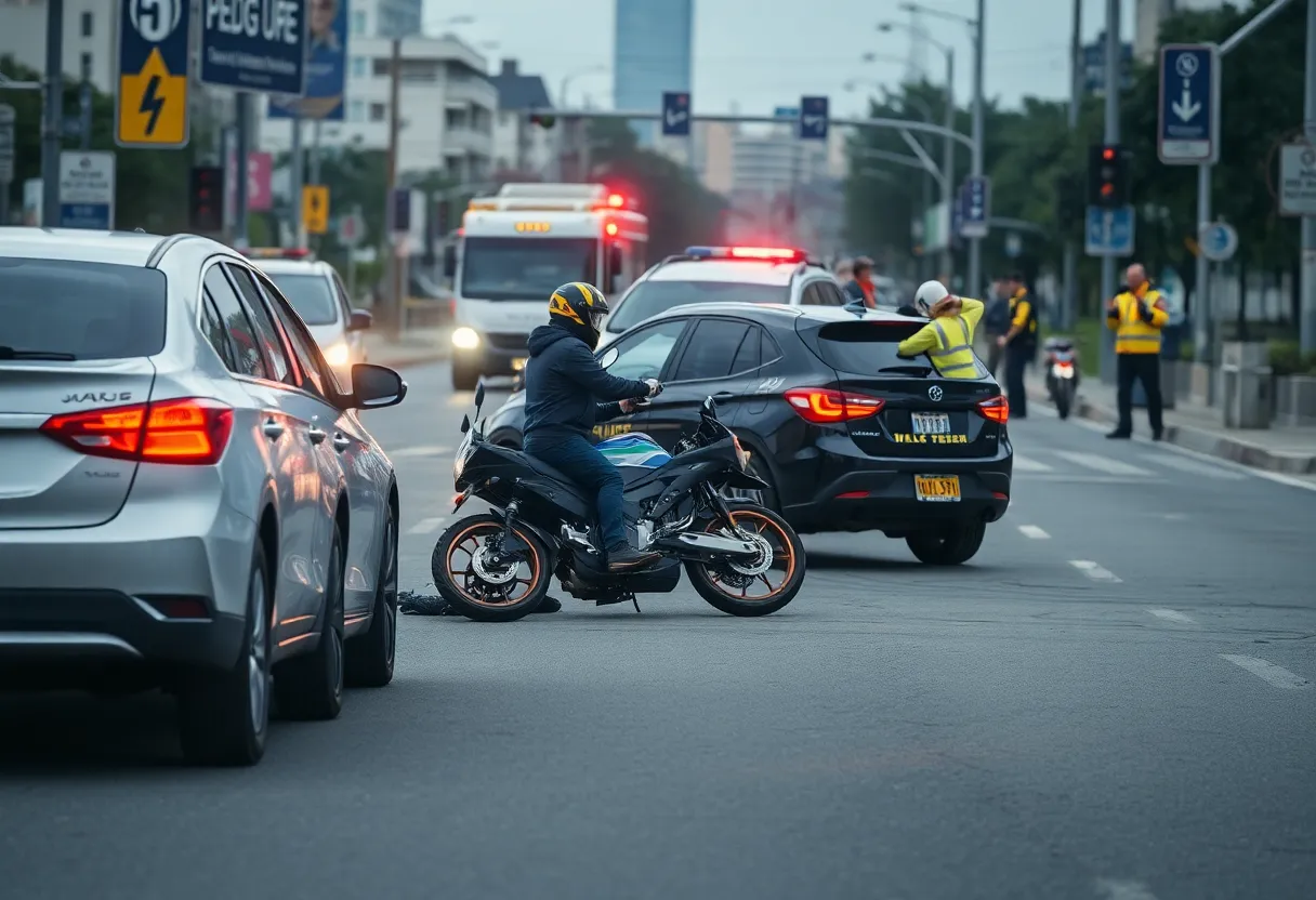 Motorcycle accident scene in San Antonio