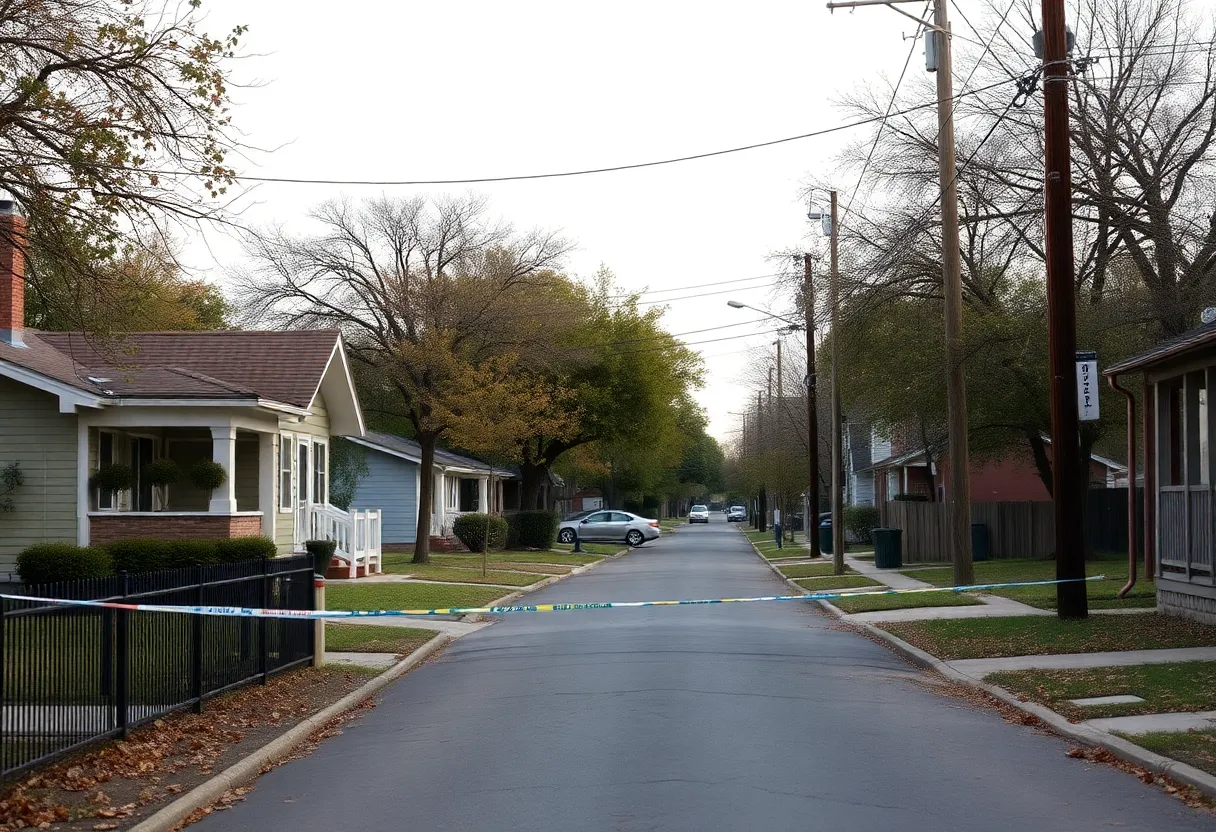 A quiet San Antonio neighborhood after a tragic incident.