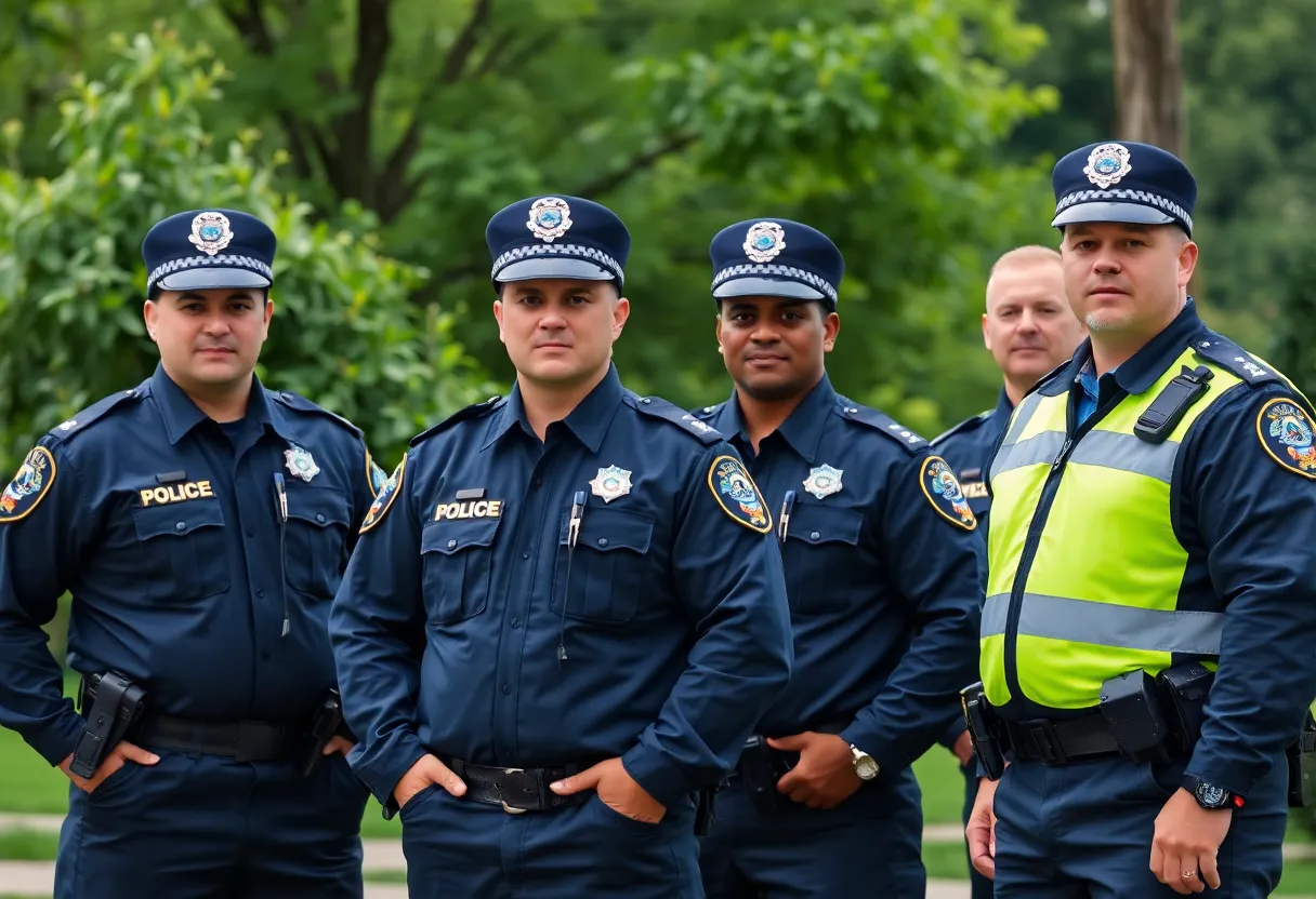 Park police officers in San Antonio standing in a public park