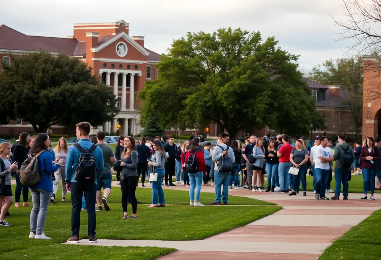 A view of the Texas State University campus during a tragic event