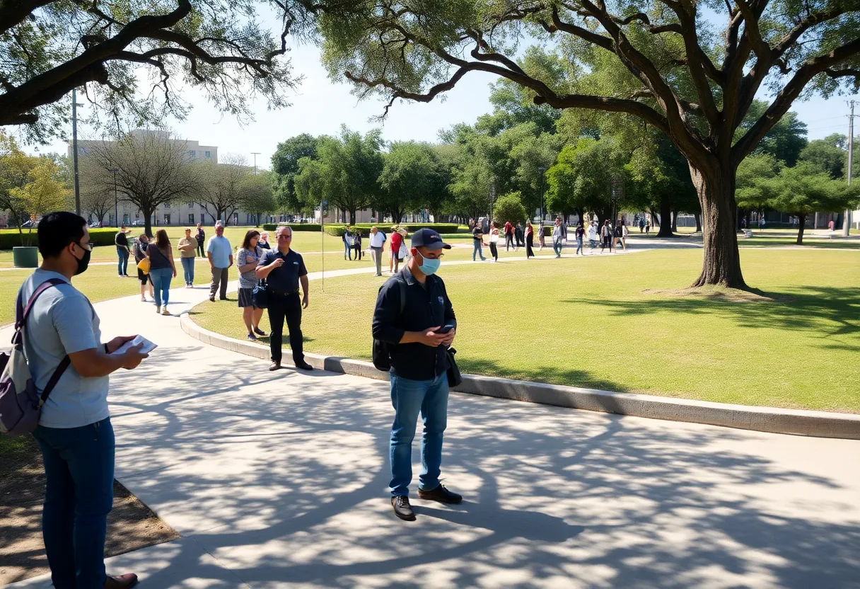 A group of community members searching for a missing person in San Antonio, Texas.