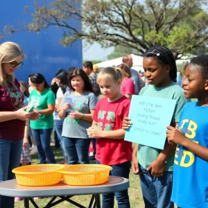 Community members engaging in autism awareness activities in Texas.