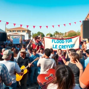 Crowd at a benefit concert supporting flood recovery in Texas